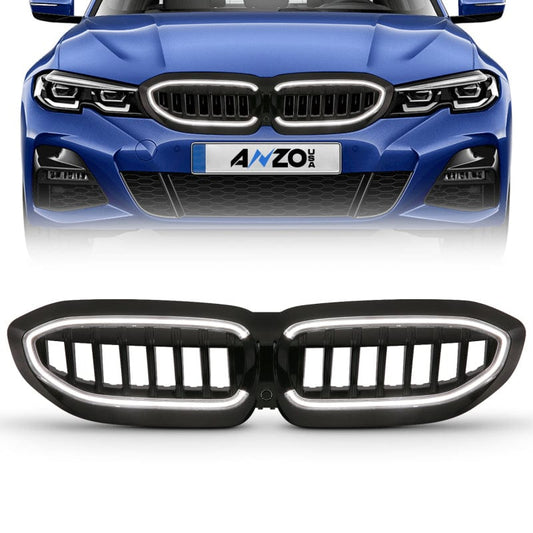 Kies-Motorsports ANZO Anzo 19-22 BMW 3 Series Black Housing Full LED Front Grille w/ Initiation & Running Light