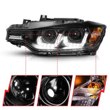 Kies-Motorsports ANZO ANZO 2012-2015 BMW 3 Series Projector Headlights w/ U-Bar Black