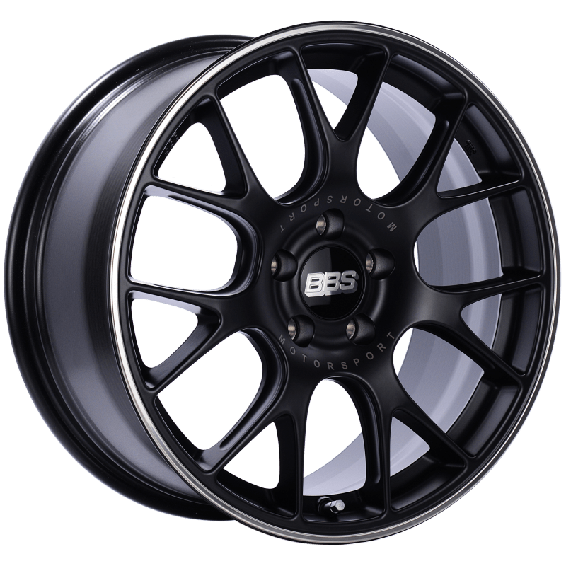 Kies-Motorsports BBS BBS CH-R 18x8.5 5x112 ET47 Satin Black Polished Rim Protector Wheel -82mm PFS/Clip Required