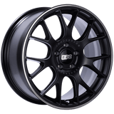 Kies-Motorsports BBS BBS CH-R 18x8.5 5x112 ET47 Satin Black Polished Rim Protector Wheel -82mm PFS/Clip Required