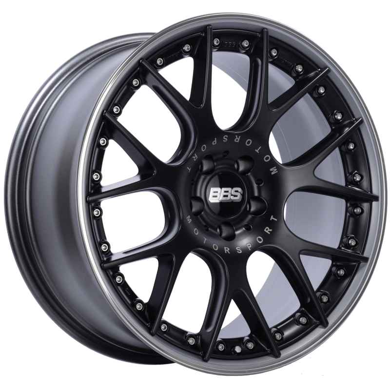 Kies-Motorsports BBS BBS CH-RII 20x9 5x120 ET25 Satin Black Center Platinum Lip SS Rim Prot Wheel -82mm PFS/Clip Req