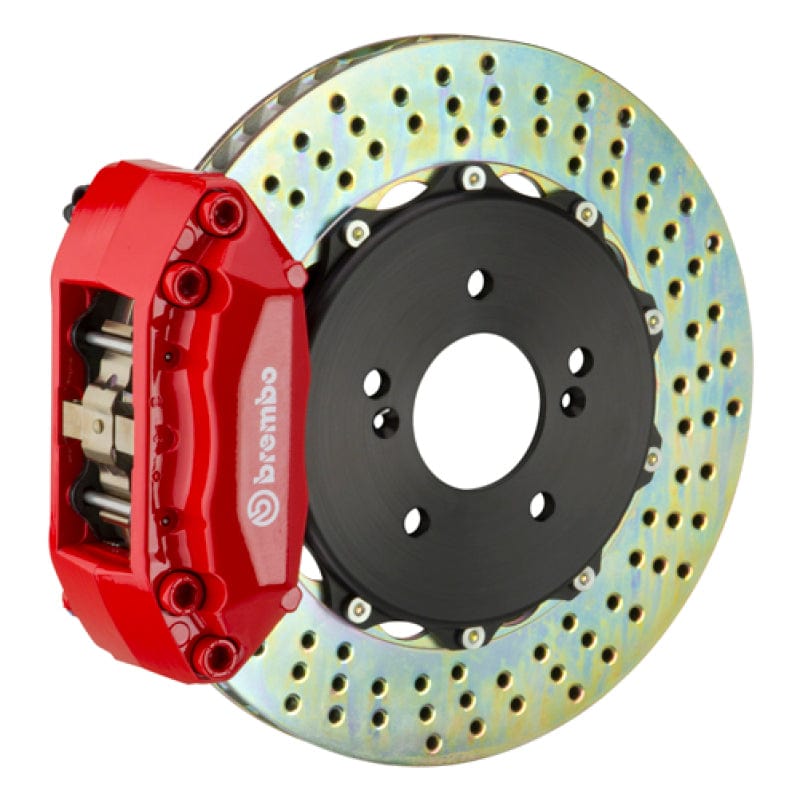 Kies-Motorsports Brembo Brembo 00-05 IS300 Front GT BBK 4 Piston Cast 2pc 328x28 2pc Rotor Drilled-Red