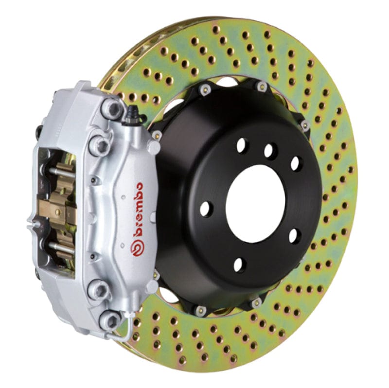 Kies-Motorsports Brembo Brembo 06 330i Excl xDrive Rr GT BBK 4Pis Cast 2pc 345x28 2pc Rotor Drilled-Silver