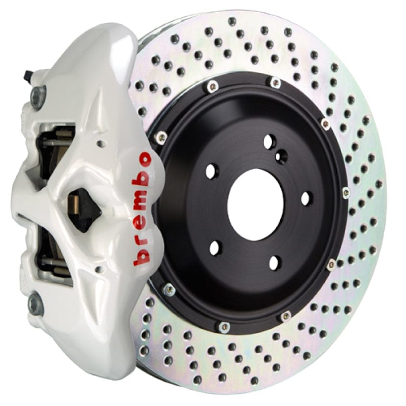 Kies-Motorsports Brembo Brembo 08-13 M3 (E90/E92/E93) Rear GT BBK 4 Piston Cast 380x28 2pc Rotor Drilled- White