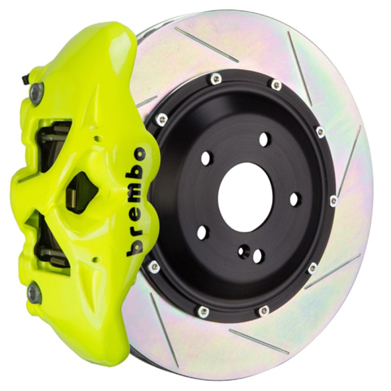 Kies-Motorsports Brembo Brembo 08-17 A5/09-16 A4 Front GT BBK 6 Piston Cast 380x34 2pc Rotor Slotted Type1 - Fluo. Yellow