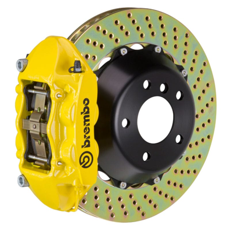 Kies-Motorsports Brembo Brembo 12-16 98ster (Excl PCCB) Rr GT BBK 4Pis Cast 345x28 2pc Rotor Drilled-Yellow