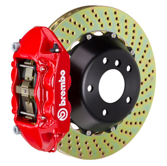 Kies-Motorsports Brembo Brembo 12-17 M5 (F10) Rear GT BBK 4 Piston Cast 380x28 2pc Rotor Drilled-Red