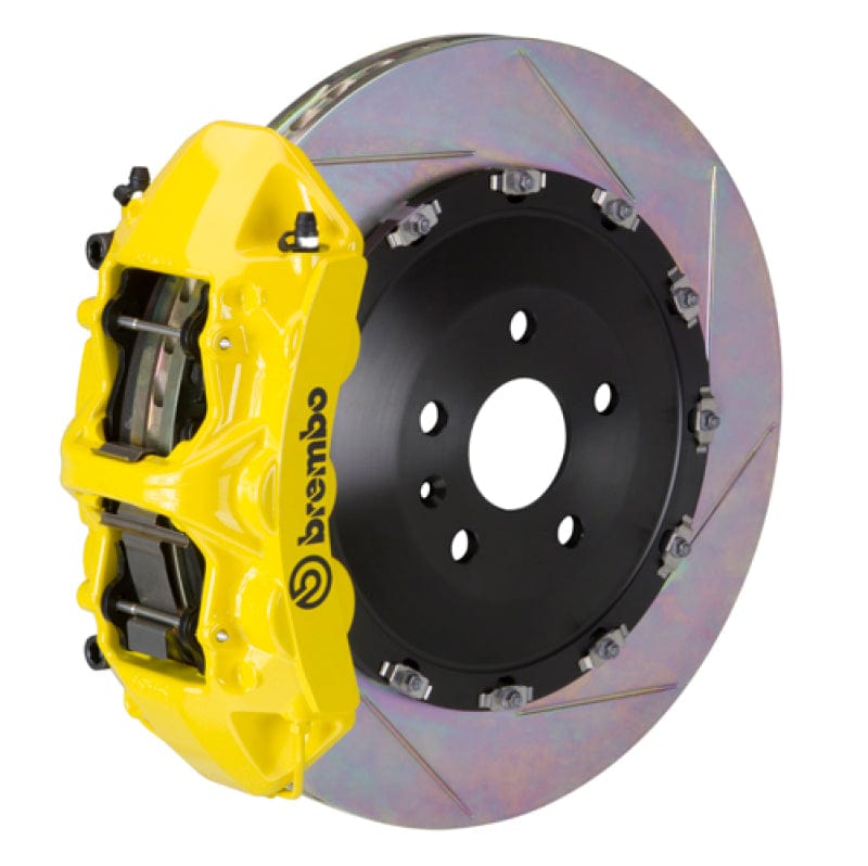 Kies-Motorsports Brembo Brembo 15-18 M3 (CC Brake Equipped) Fr GT BBK 6 Pist Cast 405x34 2pc Rotor Slotted Type1-Yellow