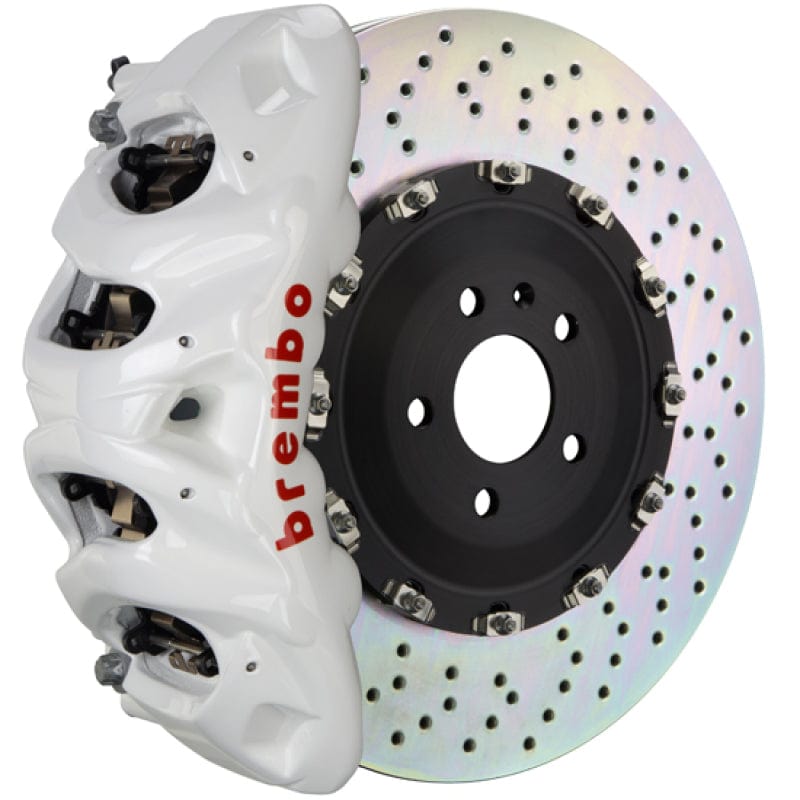 Kies-Motorsports Brembo Brembo 19+ A6 (C8)/19+ A7 (C8) Front GT BBK 6 Piston Cast 405x34 2pc Rotor Drilled- White