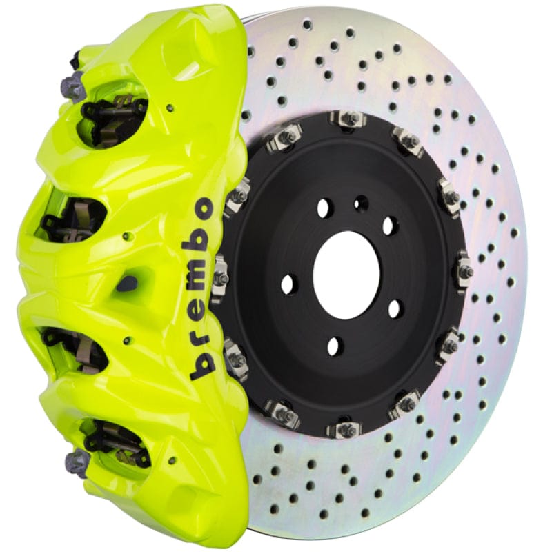 Kies-Motorsports Brembo Brembo 20+ Corvette C8/C8 Z51 Rear GT BBK 6 Piston Cast 380x34 2pc Rotor Drilled- Fluo. Yellow