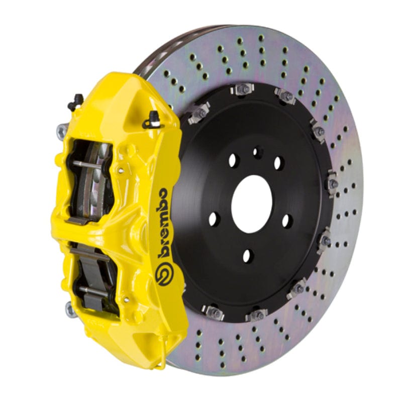 Kies-Motorsports Brembo Brembo 21+ Model S Plaid/Model X Plaid Front GT BBK 6 Piston Cast 405x34 2pc Rotor Drilled- Yellow