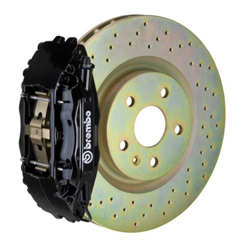 Kies-Motorsports Brembo Brembo 82-89 6-Series Front GT BBK 4 Piston Cast 2pc 332x32 1pc Rotor Drilled-Black