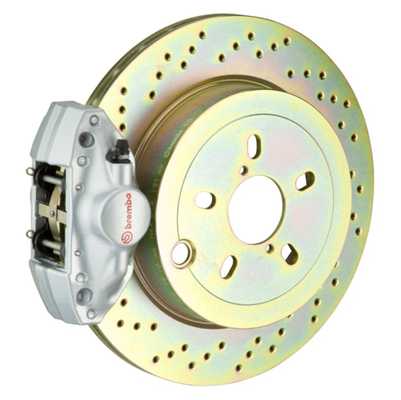 Kies-Motorsports Brembo Brembo 92-98 318i/325i/328i Rear GT BBK 2 Piston Cast 2pc 294x19 1pc Rotor Drilled-Silver