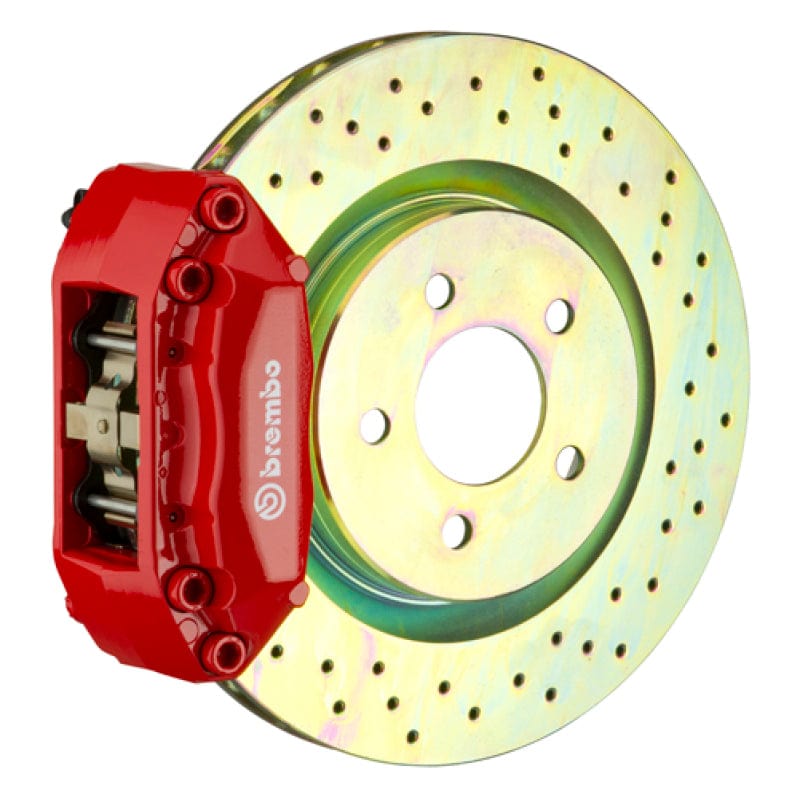 Kies-Motorsports Brembo Brembo 99-06 TT (8N) Front GT BBK 4 Piston Cast 2pc 323x28 1pc Rotor Drilled-Red