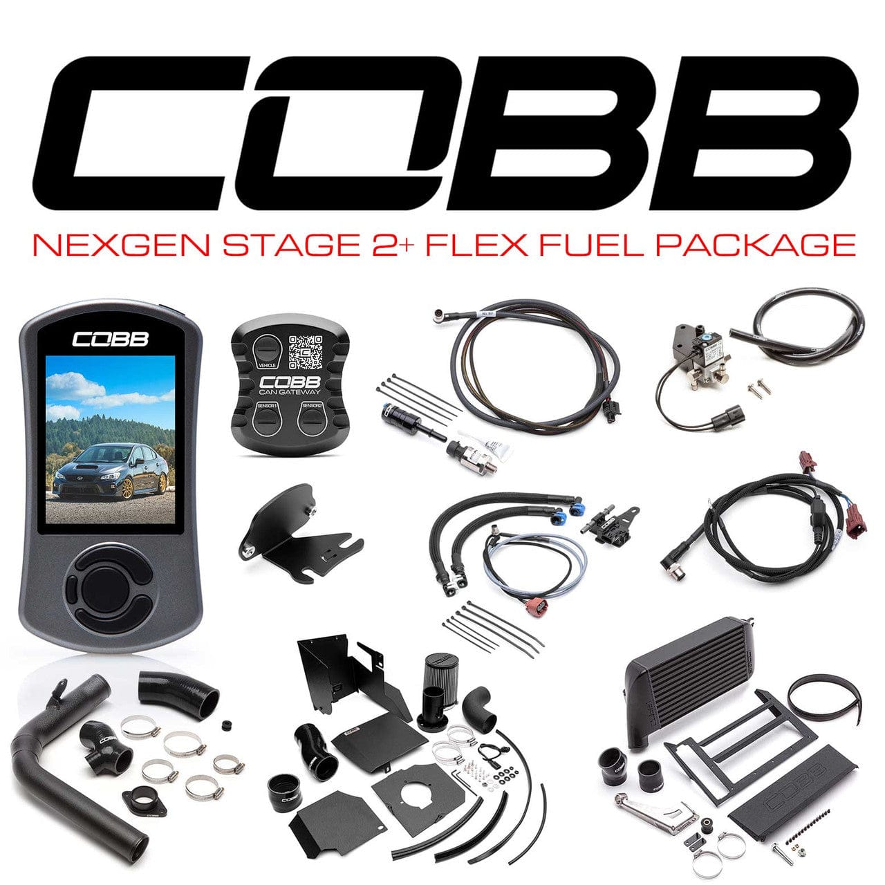 Kies-Motorsports COBB Cobb 18-21 Subaru WRX NexGen Stage 2 + CAN Flex Fuel Power Package (SF Intake) - Black