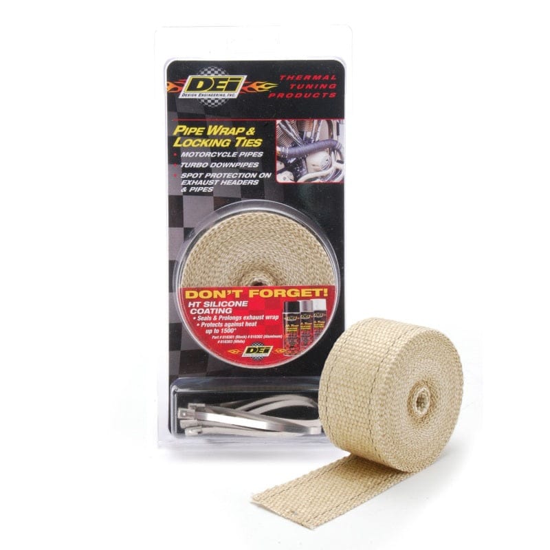 Kies-Motorsports DEI DEI Exhaust Wrap Kit - Pipe Wrap and Locking Tie - Tan