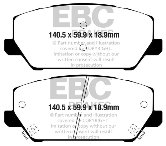 Kies-Motorsports EBC EBC 2019+ Hyundai Veloster (2nd Gen) 2.0L Turbo N Greenstuff Front Brake Pads