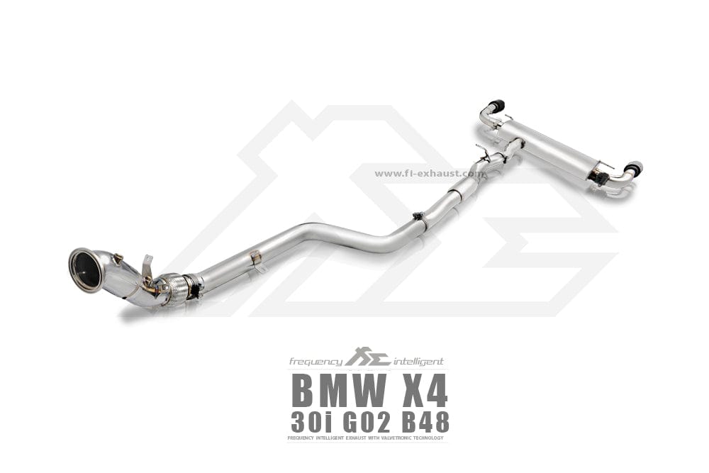 Kies-Motorsports Fi Exhaust BMW Fi Exhaust G02 X4 30i |B48| 2019-2022+Front Pipe + Mid Pipe + Valvetronic Muffler + Dual Silver Tips (Retains OEM Valve Settings - No Remote)