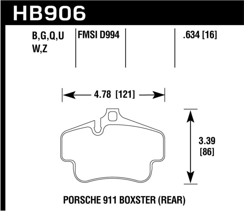 Kies-Motorsports Hawk Performance Hawk 2020 Porsche 718 Boxster 2.0L Base Ceramic Composite Brakes Rear ER-1 Brake Pads