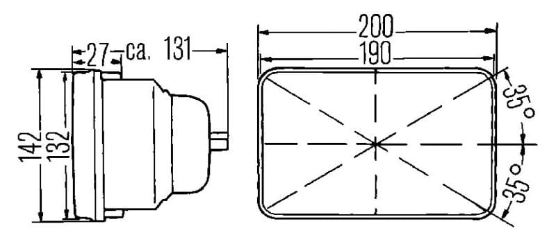 Kies-Motorsports Hella Hella E-Code 5in x 7in H4 Conversion Headlamp Kit