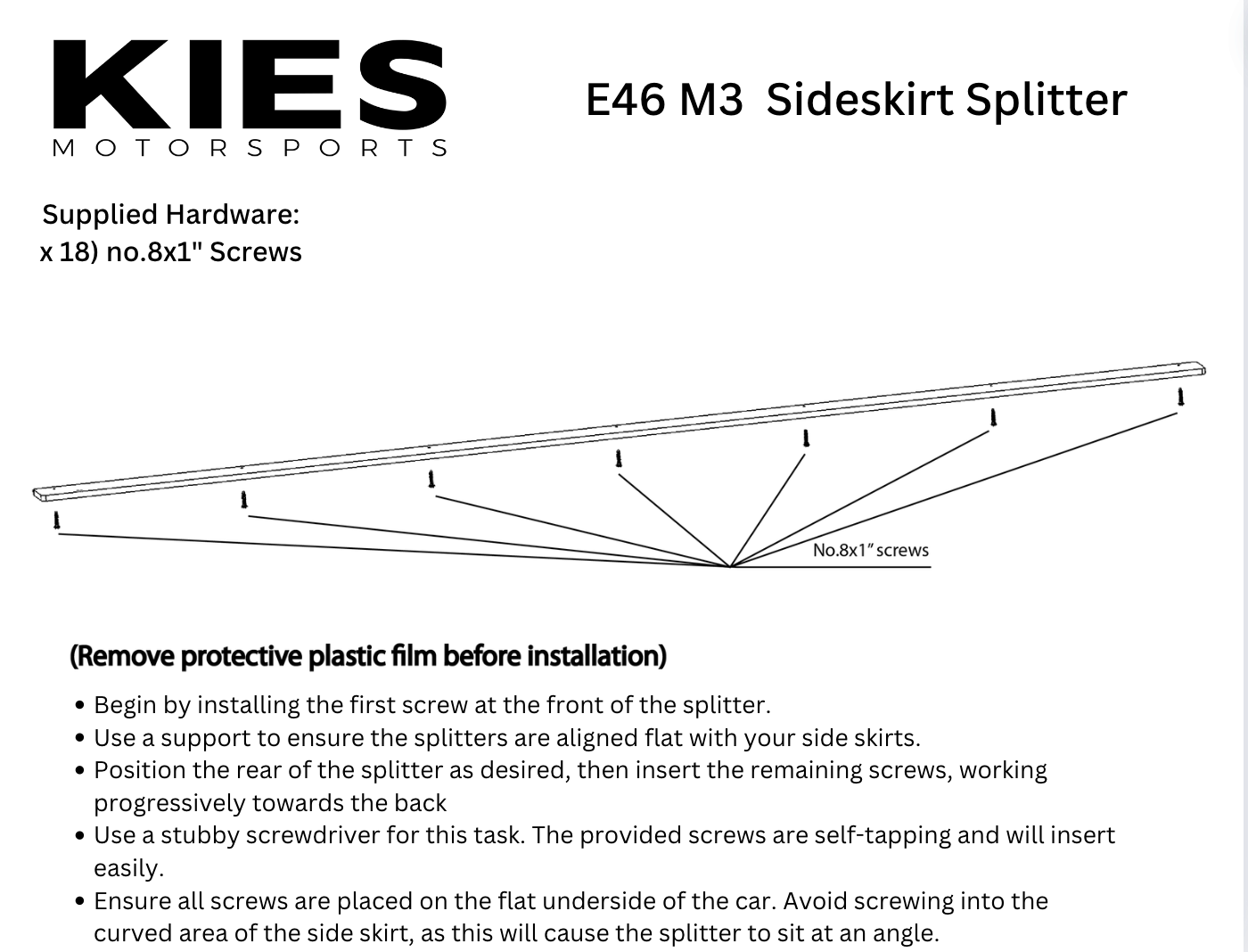 Kies-Motorsports Kies Essential Lip Kits Kies Essential Exterior Trim Kit BMW E46 M3 Splitters