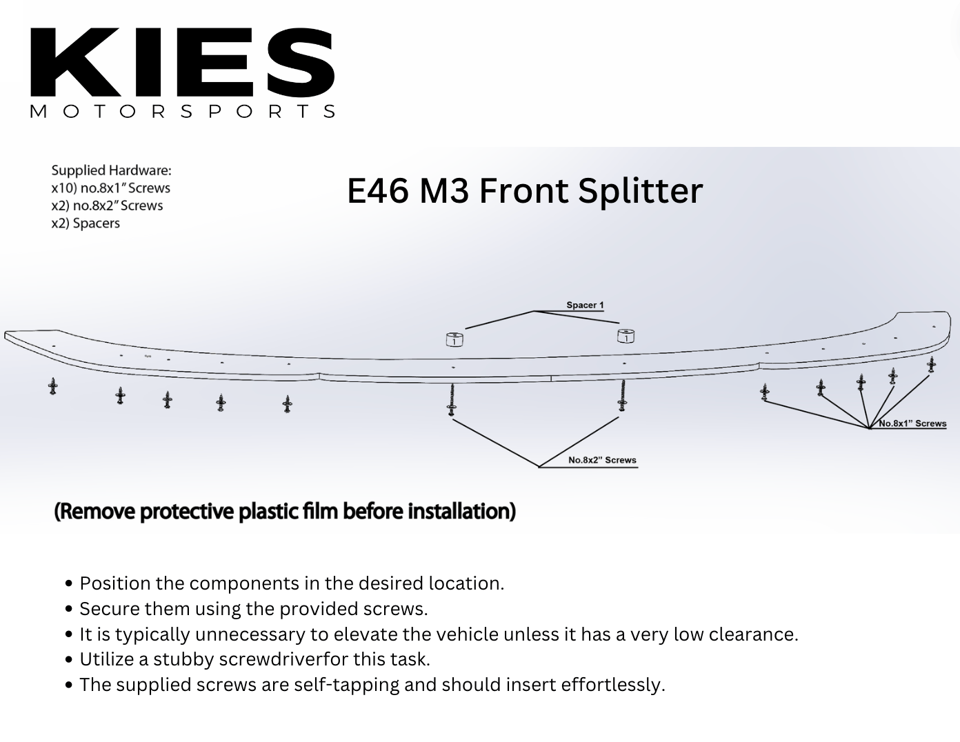 Kies-Motorsports Kies Essential Lip Kits Kies Essential Exterior Trim Kit BMW E46 M3 Splitters