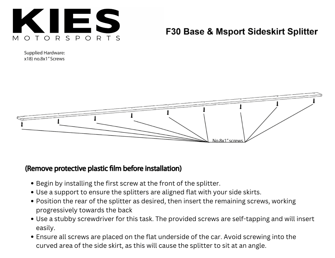 Kies-Motorsports Kies Essential Lip Kits Kies Essential Exterior Trim Kit for BMW F30 M Sport