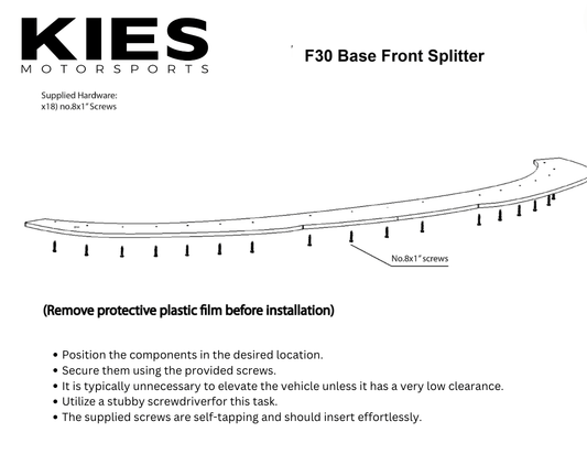 Kies-Motorsports Kies Essential Lip Kits Kies Essential Trim Kit for BMW F30 Base Model