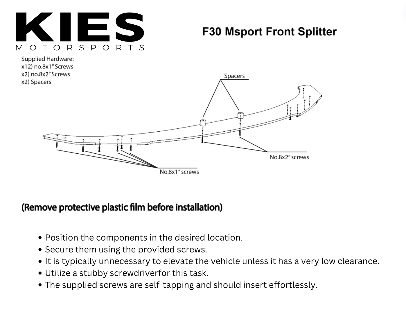 Kies-Motorsports Kies Essential Trim Kits Kies Essential Exterior Trim Kit for BMW F30 M Sport