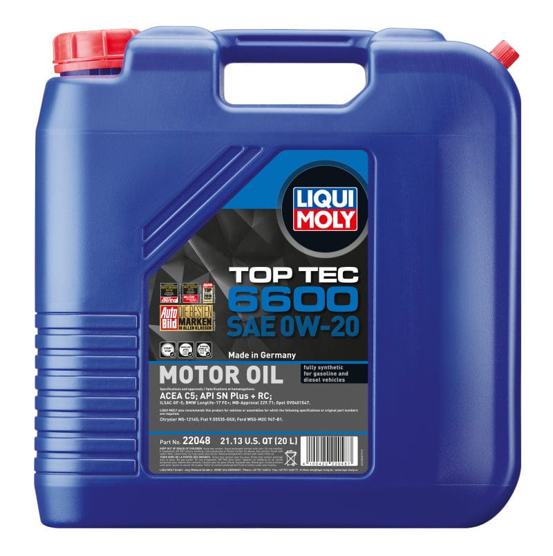 Kies-Motorsports LIQUI MOLY LIQUI MOLY 20L Top Tec 6600 Motor Oil SAE 0W20