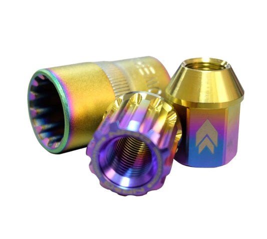 Kies-Motorsports NRG NRG 200 Series M12 X 1.25 Titanium Lug Nut Set - 21 Pc w/Lock Key Socket - Neochrome