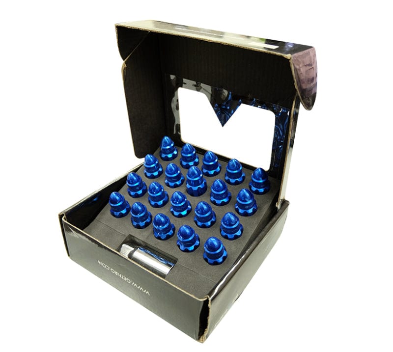 Kies-Motorsports NRG NRG 500 Series M12 X 1.5 Bullet Shape Steel Lug Nut Set - 21 Pc w/Lock Key - Blue