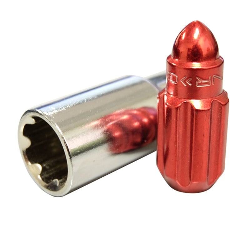 Kies-Motorsports NRG NRG 500 Series M12 X 1.5 Bullet Shape Steel Lug Nut Set - 21 Pc w/Lock Key - Red