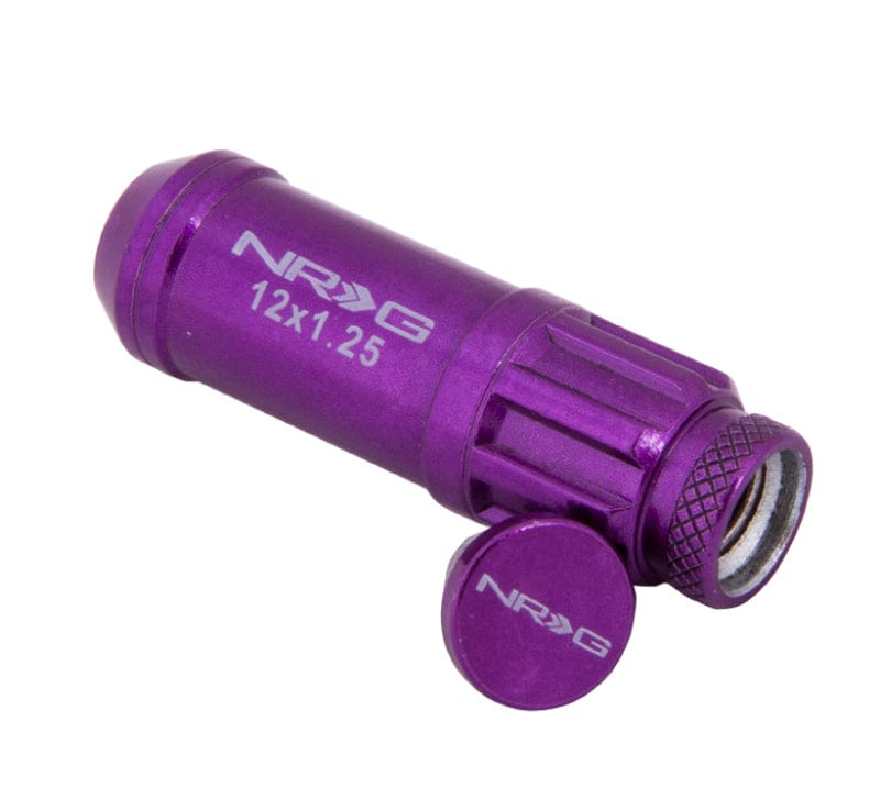 Kies-Motorsports NRG NRG 700 Series M12 X 1.25 Steel Lug Nut w/Dust Cap Cover Set 21 Pc w/Locks & Lock Socket - Purple