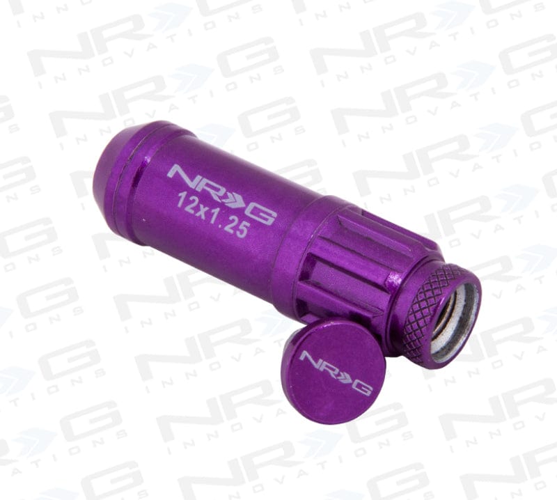 Kies-Motorsports NRG NRG 700 Series M12 X 1.25 Steel Lug Nut w/Dust Cap Cover Set 21 Pc w/Locks & Lock Socket - Purple