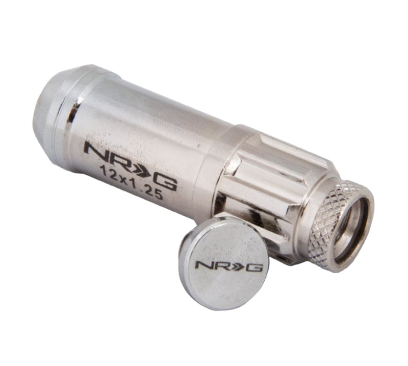 Kies-Motorsports NRG NRG 700 Series M12 X 1.25 Steel Lug Nut w/Dust Cap Cover Set 21 Pc w/Locks & Lock Socket - Silver