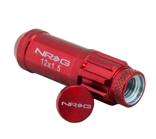 Kies-Motorsports NRG NRG 700 Series M12 X 1.5 Steel Lug Nut w/Dust Cap Cover Set 21 Pc w/Locks & Lock Socket - Red