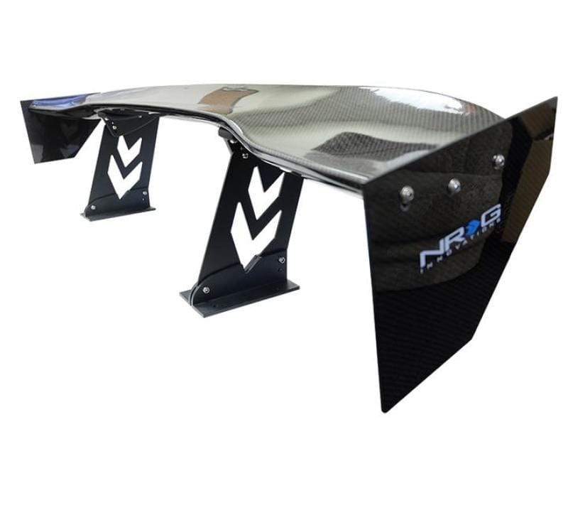 Kies-Motorsports NRG NRG Carbon Fiber Spoiler - Universal (59in.) w/ NRG Arrow Cut Out Stands and Large End Plates