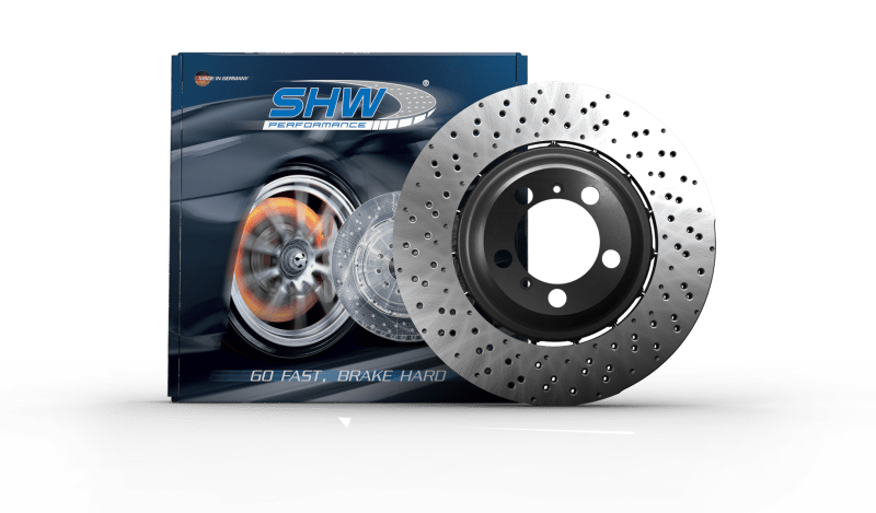 Kies-Motorsports SHW Performance SHW 2021 Porsche 911 Turbo 3.7L Left Rear Cross-Drilled Lightweight Brake Rotor (992615601H)