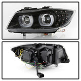 Kies-Motorsports SPYDER Spyder 09-12 BMW E90 3-Series 4DR Projector Headlights Halogen - LED - Black - PRO-YD-BMWE9009-BK