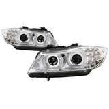 Kies-Motorsports SPYDER Spyder 09-12 BMW E90 3-Series 4DR Projector Headlights Halogen - LED - Chrome - PRO-YD-BMWE9009-C