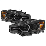 Kies-Motorsports SPYDER Spyder 12-14 BMW F30 3 Series 4DR Projector Headlights - LED DRL - Black (PRO-YD-BMWF3012-DRL-BK)