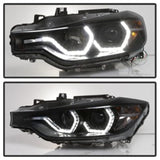 Kies-Motorsports SPYDER Spyder 12-14 BMW F30 3 Series 4DR Projector Headlights - LED DRL - Blk Smoke PRO-YD-BMWF3012-DRL-BSM