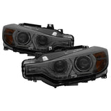 Kies-Motorsports SPYDER Spyder 12-14 BMW F30 3 Series 4DR Projector Headlights - LED DRL - Smoke (PRO-YD-BMWF3012-DRL-SM)