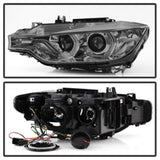 Kies-Motorsports SPYDER Spyder 12-14 BMW F30 3 Series 4DR Projector Headlights - LED DRL - Smoke (PRO-YD-BMWF3012-DRL-SM)