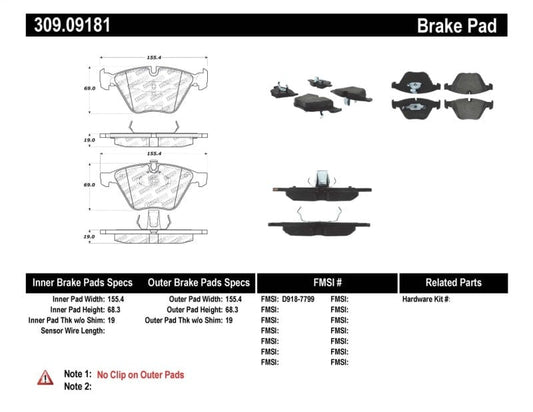 Kies-Motorsports Stoptech StopTech Performance 11-12 BMW Z4 (E86) / 07-11 335 Series (E90/92/93/F30) Front Brake Pads