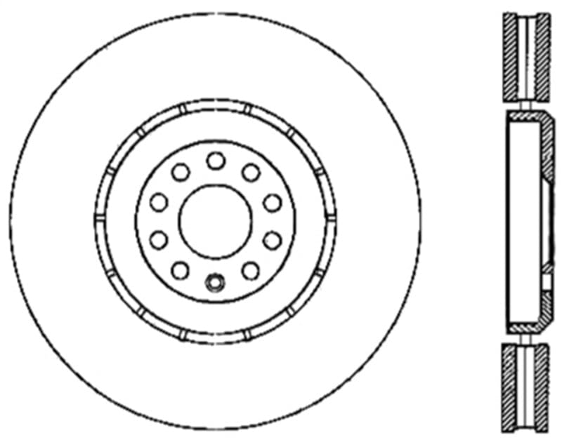 Kies-Motorsports Stoptech StopTech Power Slot 04-06 Audi TT Quattro / 04 VW Golf R32 Left Front Slotted CRYO Rotor