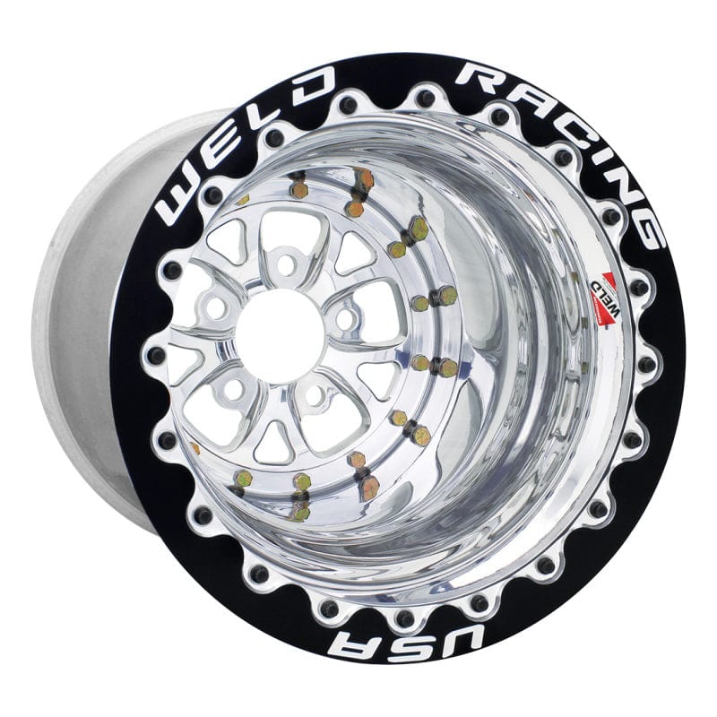 Kies-Motorsports Weld Weld V-Series 15x12 / 5x4.75 BP / 4in. BS Polished Wheel - Polished Double Beadlock MT